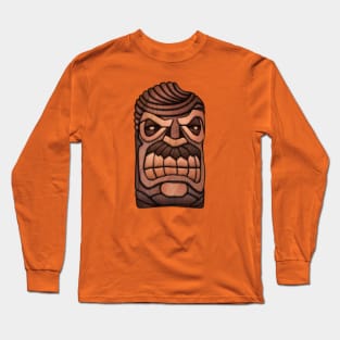 Ron Swanson Tiki Mask Long Sleeve T-Shirt